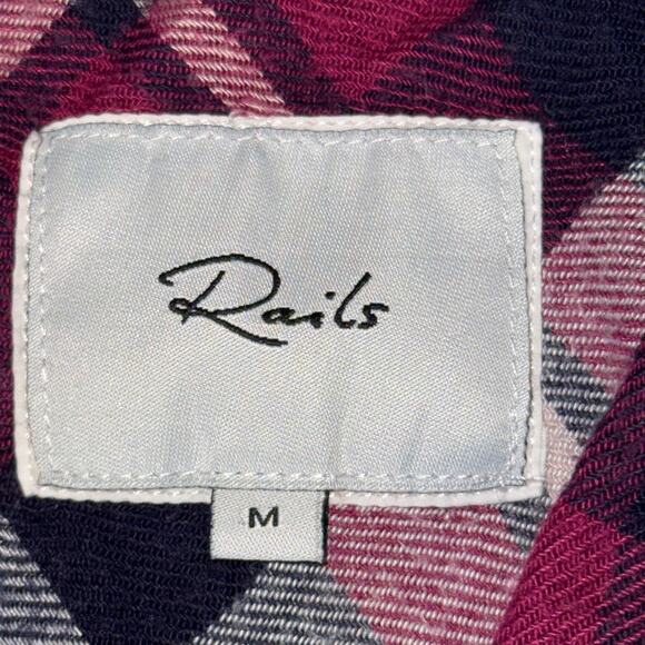 Rails Hunter Plaid Shirt Women’s Medium Rayon Button Down Navy/Burgundy Flannel - Picture 15 of 16